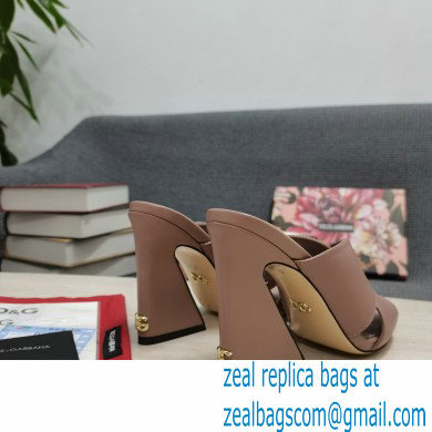 Dolce  &  Gabbana Heel 11cm Mules Calfskin Nude with Geometric Heel 2022